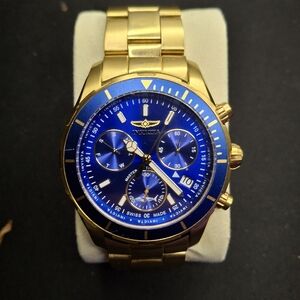 Invicta Gold Watch with Blue Dial